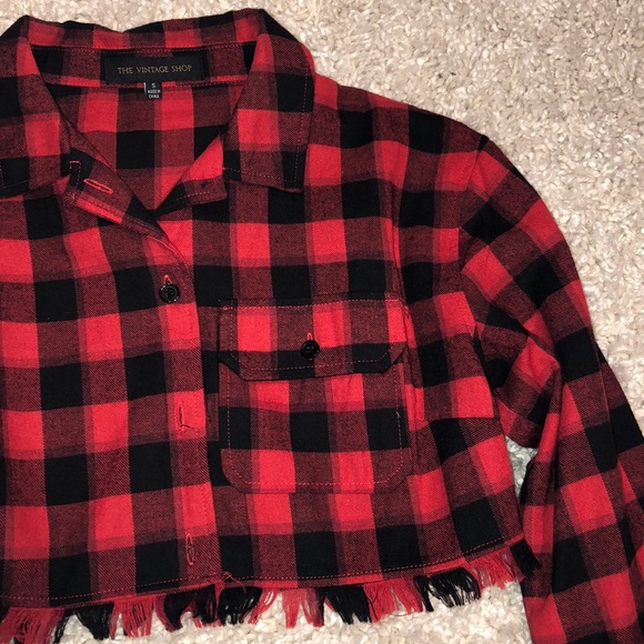 Flannel button down crop top - Picture 3 of 4
